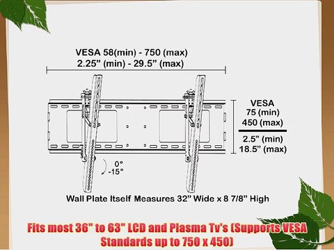 Black Tilting Wall Mount Bracket for RCA L32WD12 LCD 32 inch HDTV TV
