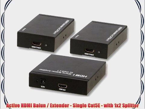 Active HDMI Balun / Extender - Single Cat5E - with 1x2 Splitter