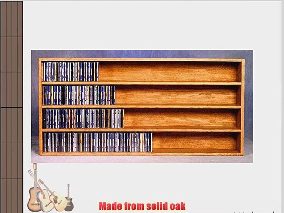 Wall Mount CD Storage w 4 Shelves (Honey Oak)