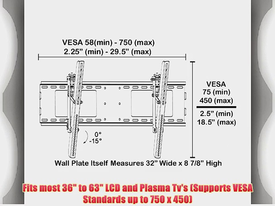 Black Adjustable Tilt/Tilting Wall Mount Bracket for Sony Bravia KDL-46EX640/KDL46EX640 46