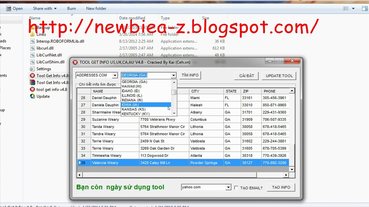 TOOL GET INFO V4.8 Cracked ( Get SSN, Name ,Address ,phone number , reg yahoo mail , hot mail.......... US , UK , CA, AU )