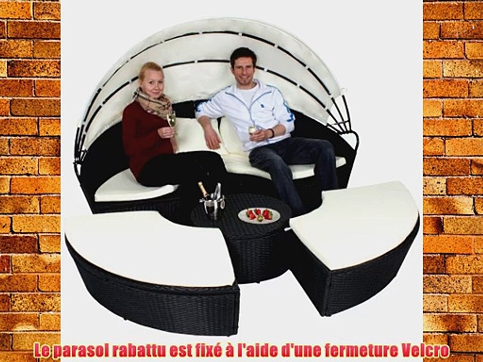 TecTake Chaise longue bain de soleil meuble salon de jardin en poly rotin Canap? de jardin