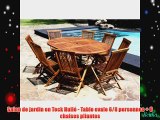 Salon de jardin en Teck Huil? - Table ovale 6/8 personnes   8 chaises pliantes