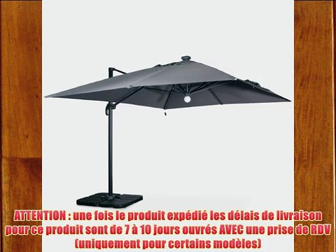 Alice's Garden - Parasol d?port? solaire LED rectangulaire 3 x 4 m haut de gamme - Luce Gris