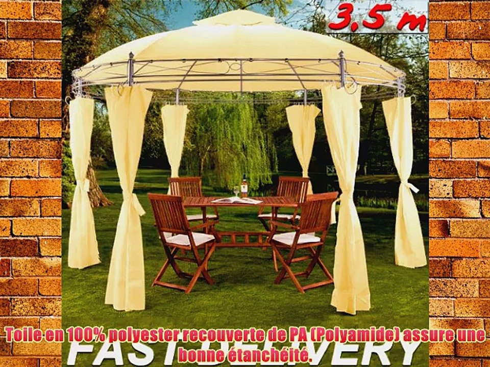 Tonnelle Tente de jardin metal rond avec c?t?s 35 m Beige Pavillon Barnum r?ception
