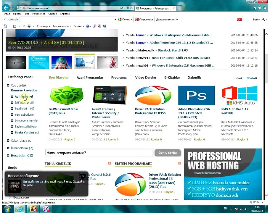 Admin panel...