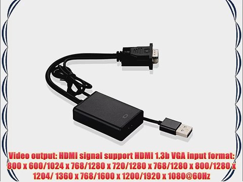 VicTsing 1080P VGA to HDMI-USB Powered Converter TV HDTV AV Video Audio Cable Adapter for PC