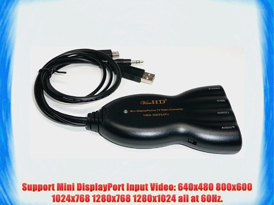 ViewHD Mini DisplayPort / Thunderbolt to NTSC | PAL TV Universal Video Converter (AV / RCA