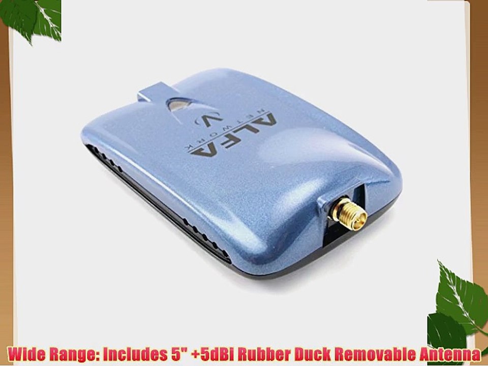 Alfa AWUS036NHV 802.11n High Power 5000mW Wireless-N USB Wi-Fi adapter w/ Removable 5dBi Antenna