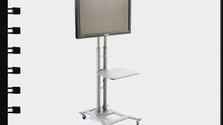 Portable Flat Screen TV Stand for 32 to 70 Monitors Has Locking Castors and Optional Shelf
