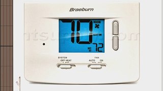 Braeburn 1025NC Heating Only Digital Non-Programmable Thermostat with 2 Square White