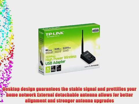 TP-LINK TL-WN7200ND Wireless N150 High Power USB Adapter 500mw 5dBi High Gain Detachable Antenna