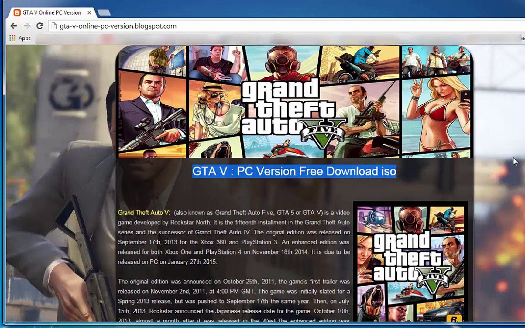 Grand Theft Auto V / GTA 5 Download free PC 