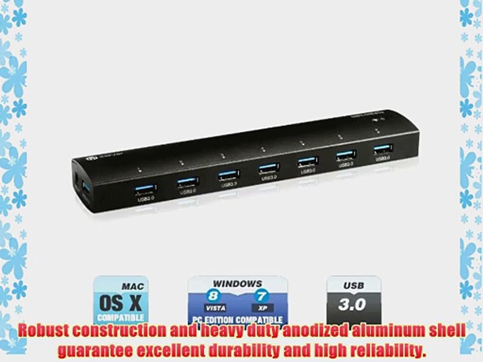 iClever IC-H002 Super Speed Aluminum 7-port USB 3.0 Hub with 4A Power Adapter (Aluminum Body