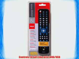 RCA RCRN08GR 8 Device Universal Remote with Blue Backlit Keypad (Gloss Black)
