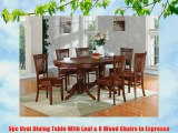 9pc Oval Dining Table With Leaf 8 Wood Chairs in Espresso