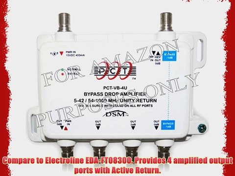 4-Port Cable TV Splitter Signal Booster/Amplifier with Active Return Zero Signal Loss and VoIP