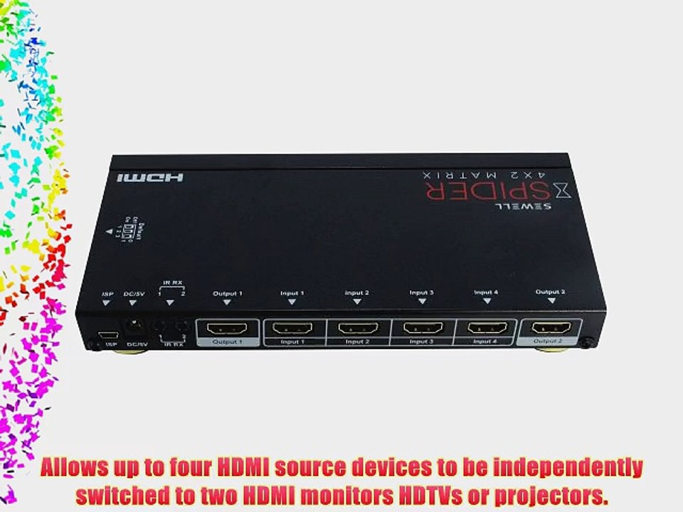 Sewell Spider 4X2 HDMI Matrix with IR Routing Remote Control and 3D Support