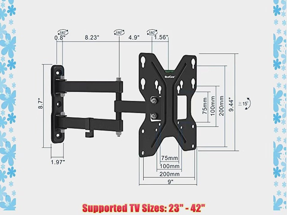 QualGear QG-TM-006-BLK 23-Inch to 42-Inch Universal Low Profile Tilting Wall Mount LED TVs