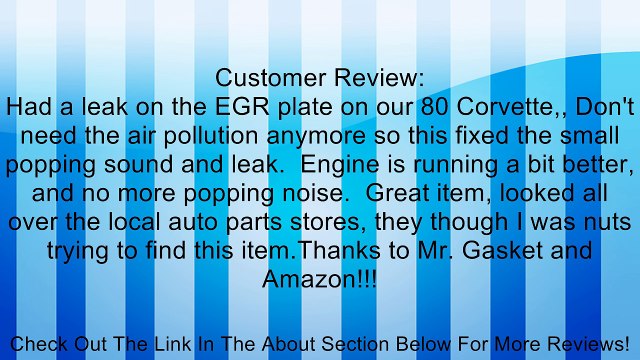Mr. Gasket 7631 Chrome Manifold EGR Block for Small Block Chevy Review