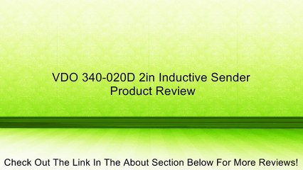VDO 340-020D 2in Inductive Sender Review