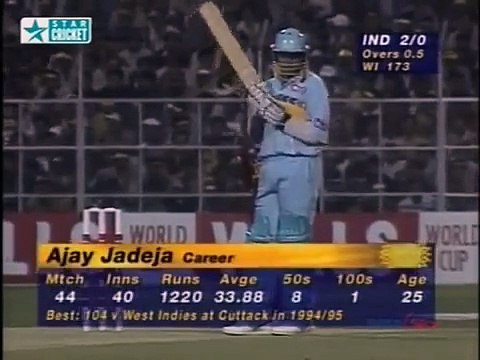 Curtly Ambrose destroying the stumps India v West Indies at Gwalior 1996 World Cup