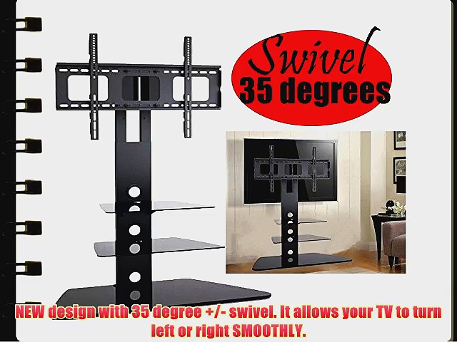 2xhome - TV Stand - Universal Modern TV Stand with Integrated Swivel 35 degree Monitor Plasma