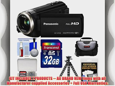Panasonic HC-V550K HD Wi-Fi Video Camera Camcorder with 32GB Card Case Flex Tripod Accessory