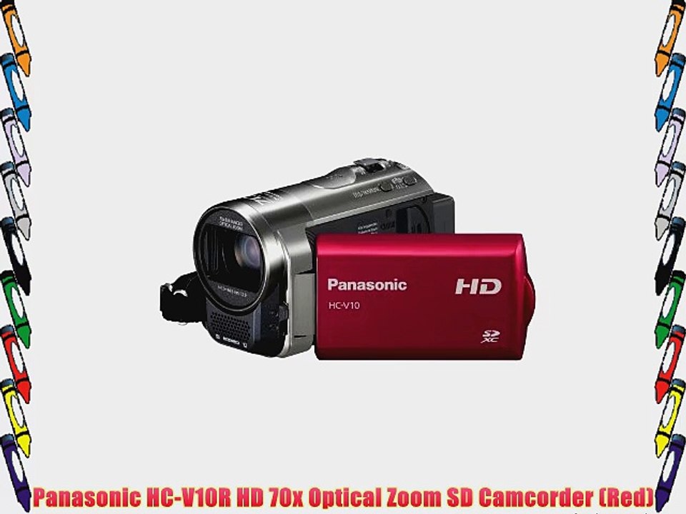 Panasonic HC-V10R HD 70x Optical Zoom SD Camcorder (Red)