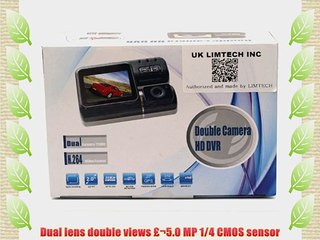 Download Video: LIMTECH? 1080P Dual Lens IR Night Vision Car DVR Camera Dash Cam Video Recorder Motion Detection