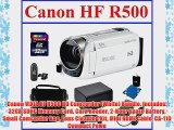 Canon VIXIA HF R500 HD Camcorder (White) Bundle includes: 32GB SDHC Memory Card Card Reader