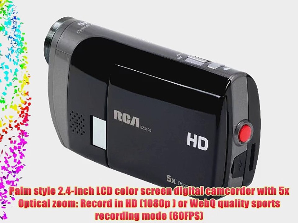 RCA EZ5100R Small Wonder Palm Style HD 1080P Digital Camcorder (Black/Slver)