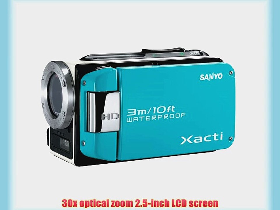 Sanyo VPC-WH1 High Definition Waterproof Flash Memory Camcorder w/ 30x Optical Zoom (Blue)