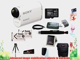 Sony HDR-AS100V/W POV Action Cam with Sony 32GB Micro SD Card   Sony Case   Two Replacement
