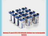 EBL? 600mAh 9 Volt Li-ion Rechargeable 9V Batteries Lithium-ion 12 Pack
