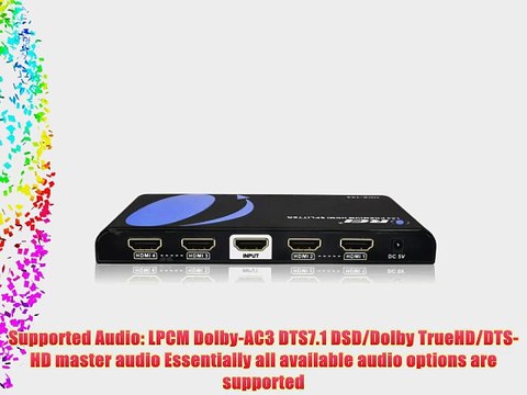 OREI HDX-104 Premium 1x4 4 Ports HDMI Powered Splitter with Full Ultra HD 4K/2K 1080p