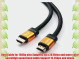 IBRA? 6m High Speed ORANGE GOLD HDMI Cable 3D PS4 2160p 4K Ultra HD(6M/19.2 Feet)