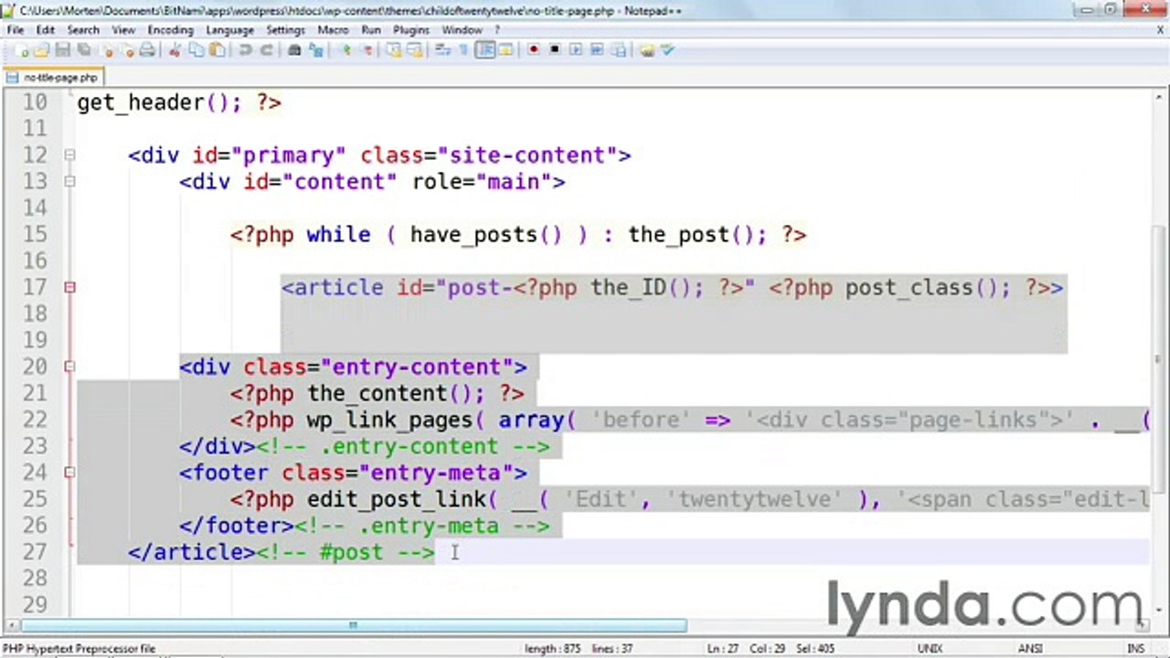 WordPress 3 Building Child Themes lecture 18 conditional