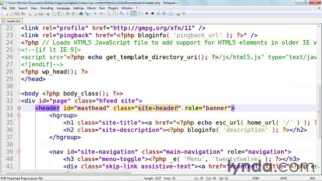 WordPress 3 Building Child Themes lecture 14 moving header