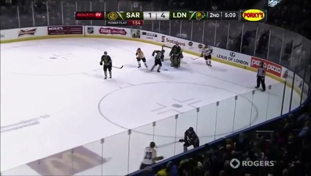 Hockey player scores one of the most creative breakaway lob goals imaginable.