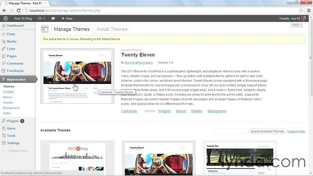 WordPress 3 Building Child Themes lecture 44 crash
