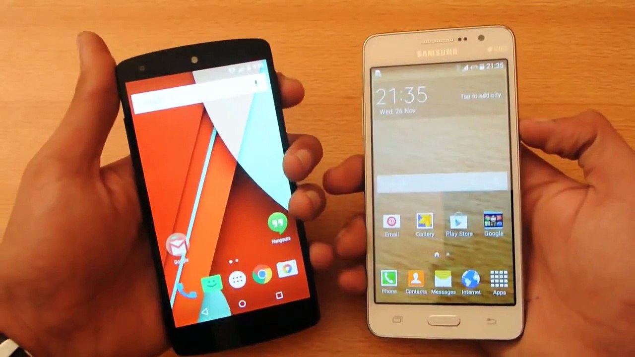 Samsung Galaxy Grand Prime vs Nexus 5 Android 5.0 Lollipop Which is Faster!