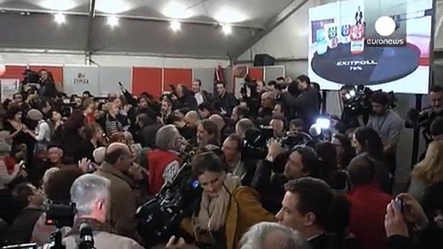 Los seguidores de Syriza celebran la victoria electoral