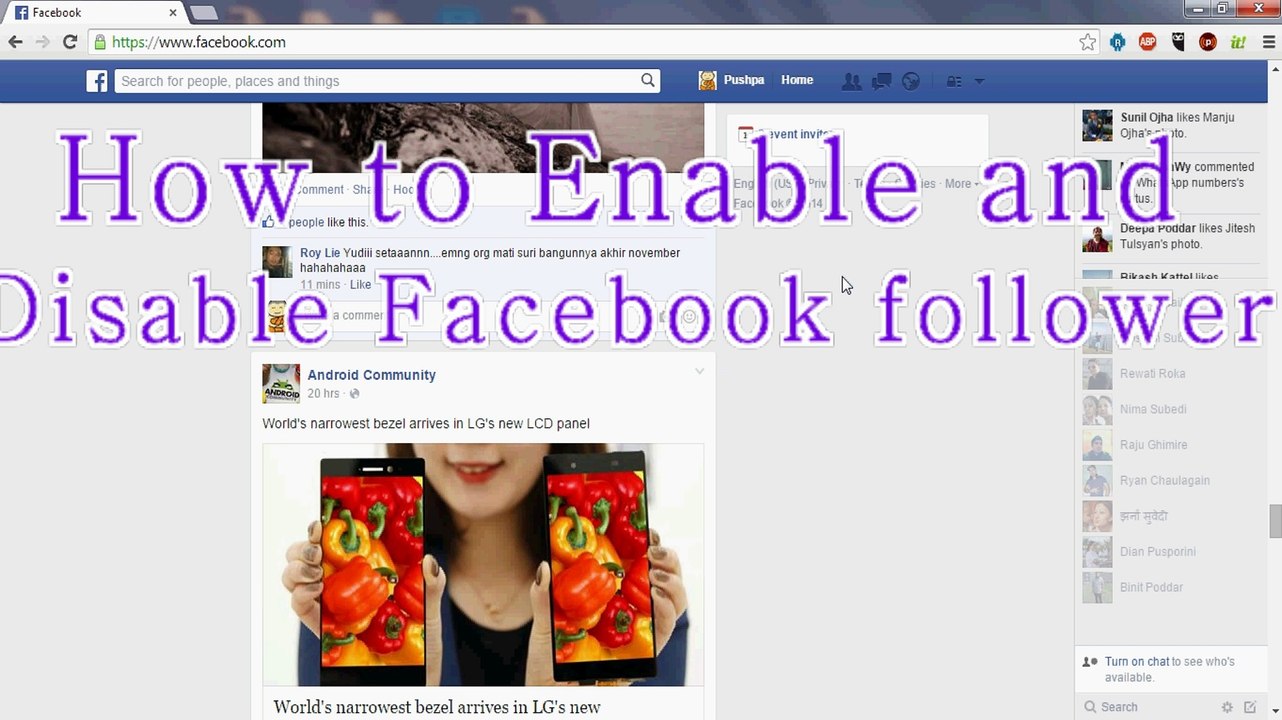 How to enable and Disable Facebook follower