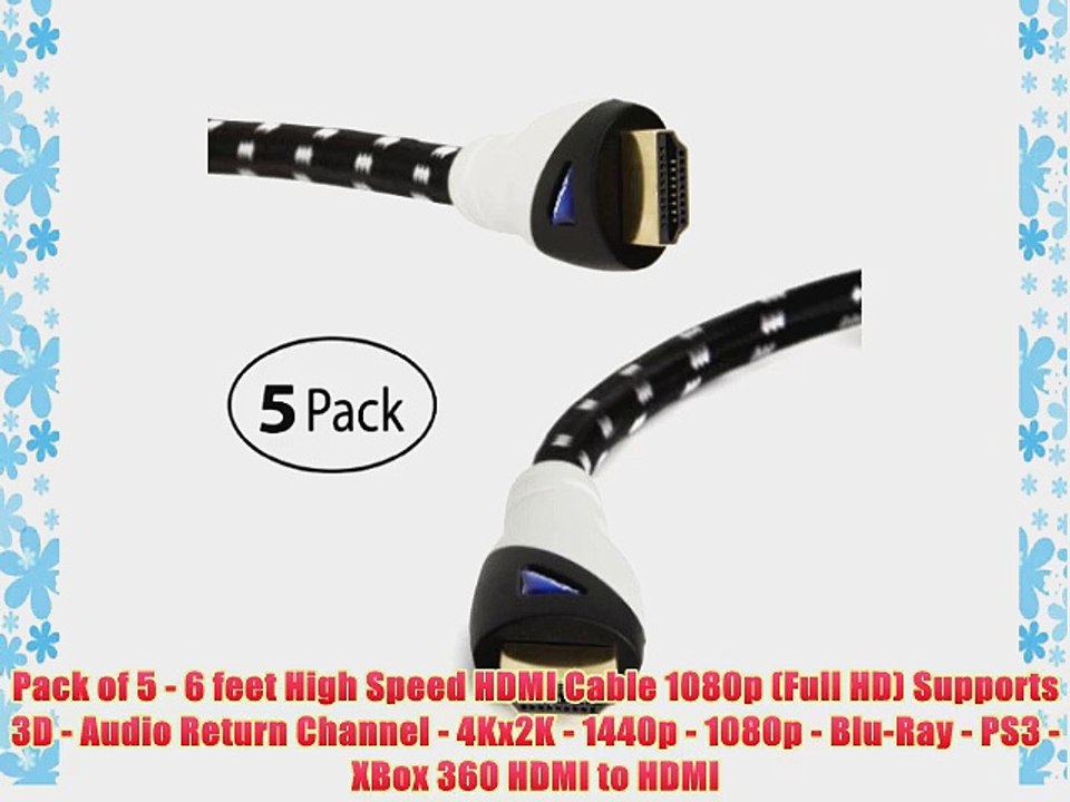 Aurum Ultra Series - High Speed HDMI Cable With Ethernet 5 PACK (6 Ft) - Supports 3D