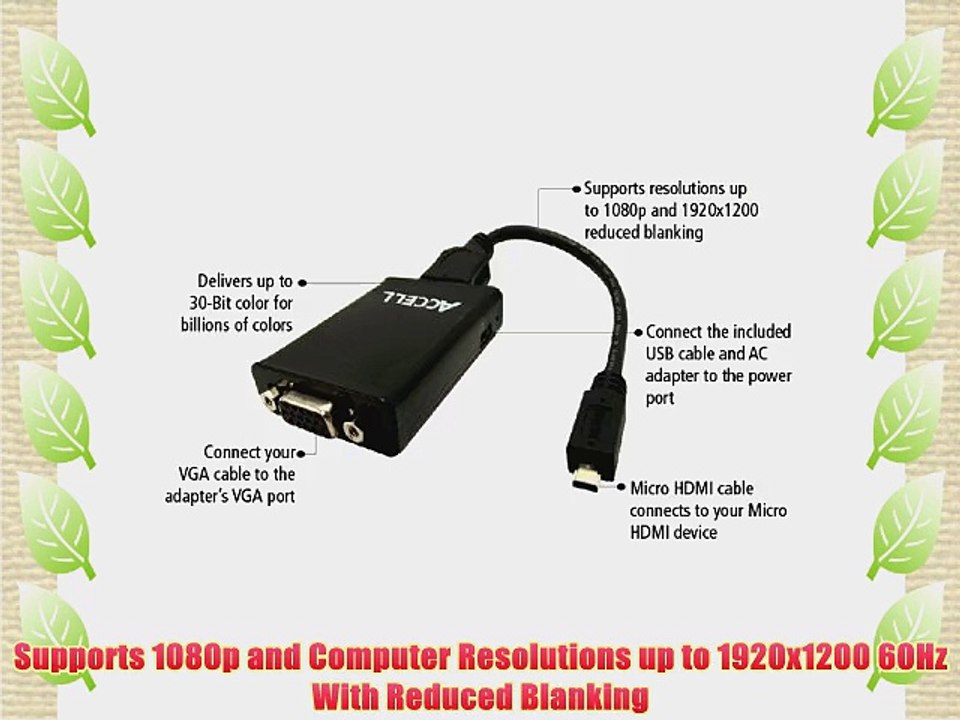 Accell J129B-002B Micro HDMI (Type D) to VGA Adapter