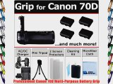Professional EOS 70D Multi Purpose Battery Grip for Canon EOS 70D DSLR Camera   4 LP-E6 Long