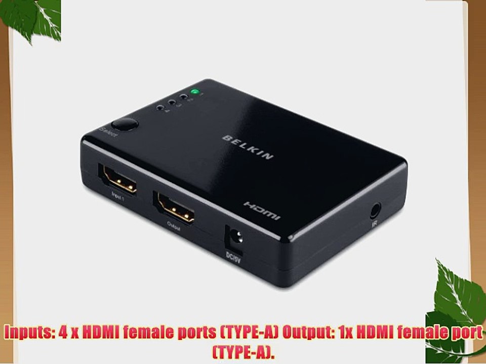 Belkin Pro 1000 4-Way HDMI Switch with Wireless Remote (Supports HDMI 2.0)