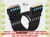 Aurum Ultra Series - High Speed HDMI Cable With Ethernet 5 PACK (15 Ft) - Supports 3D