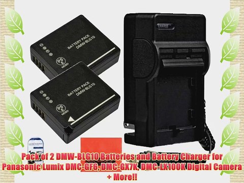 Pack of 2 DMW-BLG10 Batteries and Battery Charger for Panasonic Lumix DMC-GF6 DMC-GX7K DMC-LX100K